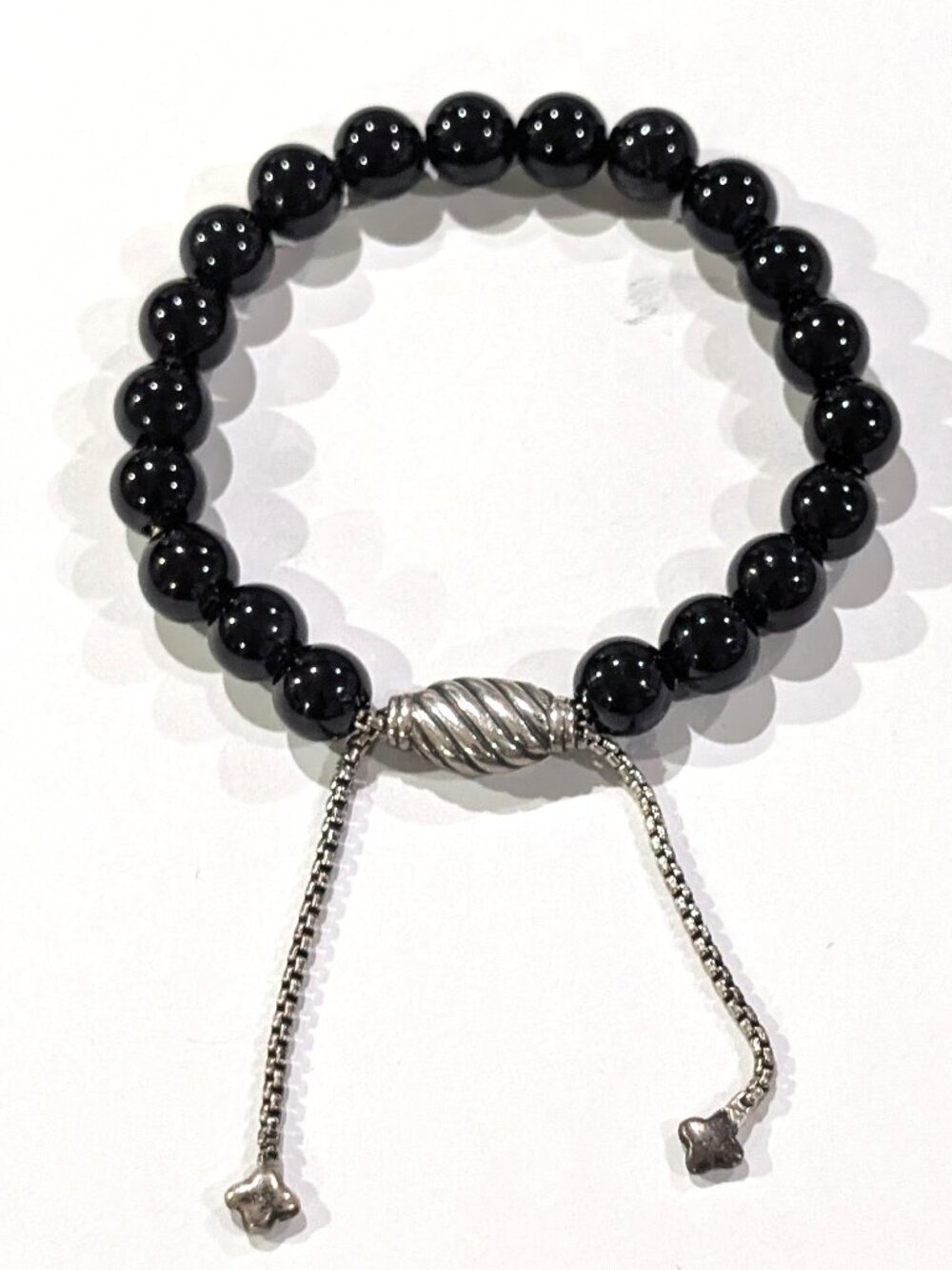 David Yurman Black Onyx Spiritual Bracelet, Sterling Silver. 6"-10" adjustable